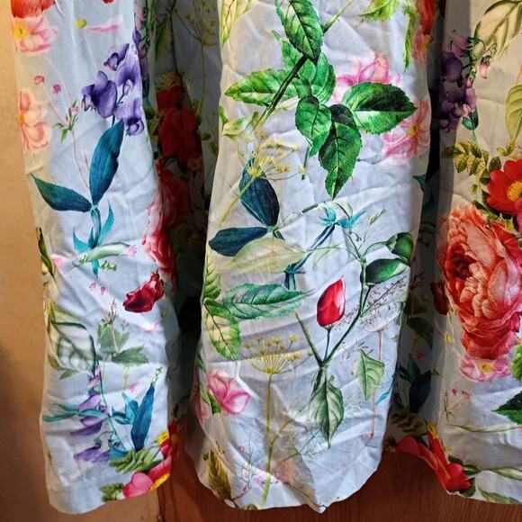 Talbots 18W Floral Cotton Midi Dress Vneck Sleeveless Pockets Quietlux Resort - Picture 3 of 8